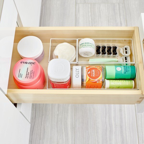 Organizer da bagno per cosmetici in plastica riciclata in set di 3 pezzi Stack & Slide - iDesign-image-4