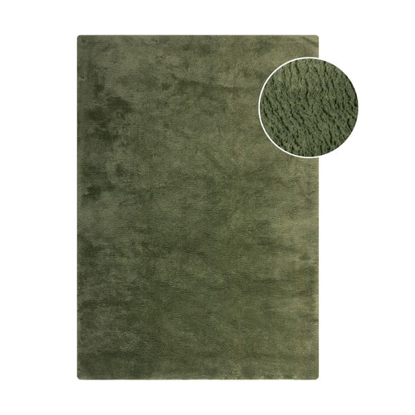 Tappeto in pelliccia sintetica verde scuro 80x150 cm Faroe Wool Look Fur - Flair Rugs