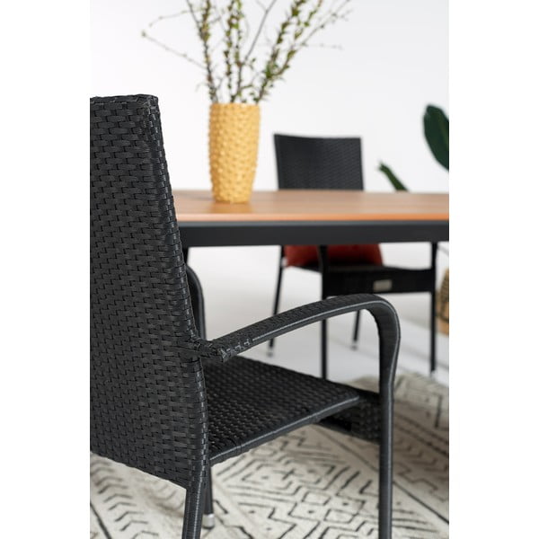 Sedia da giardino in rattan artificiale nero Paris - Bonami Essentials-image-1
