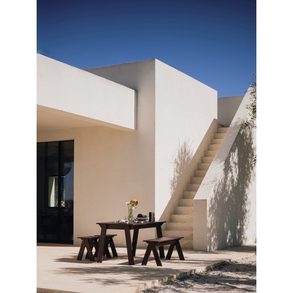 Panca da giardino marrone scuro in legno massiccio Navo – noo.ma-image-4