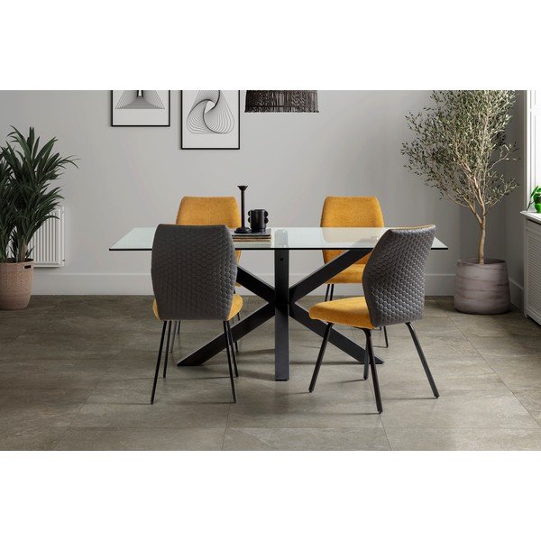 Tavolo da pranzo con piano in vetro 100x180 cm Paula - Marckeric-image-2