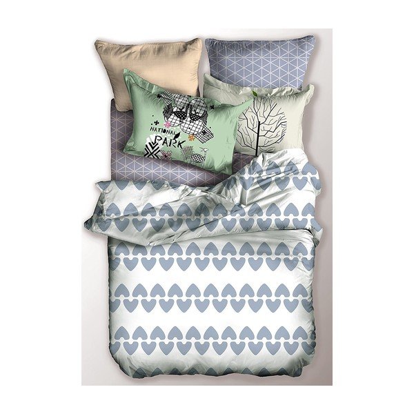 Biancheria da letto matrimoniale in microfibra blu e crema 200x200 cm Narnia - AmeliaHome