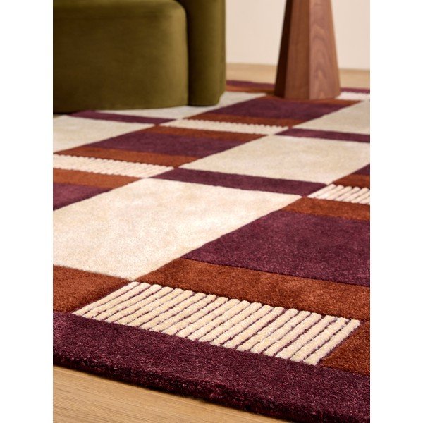 Tappeto burgundy/color crema in fibre riciclate tessuto a mano 200x290 cm Franka – MADE-image-2