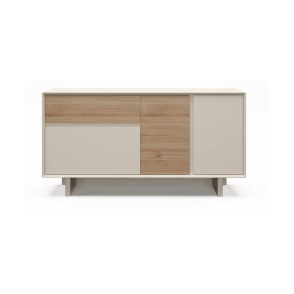 Cassettiera beige/di colore naturale con effetto rovere 146x76x45 cm Carpi – Marckeric