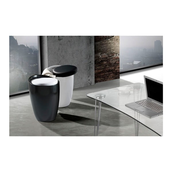 Sgabello bianco e nero con vano portaoggetti Cuscino - Tomasucci-image-3