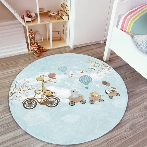 Tappeto azzurro per bambini ø 120 cm Comfort - Mila Home-image-1
