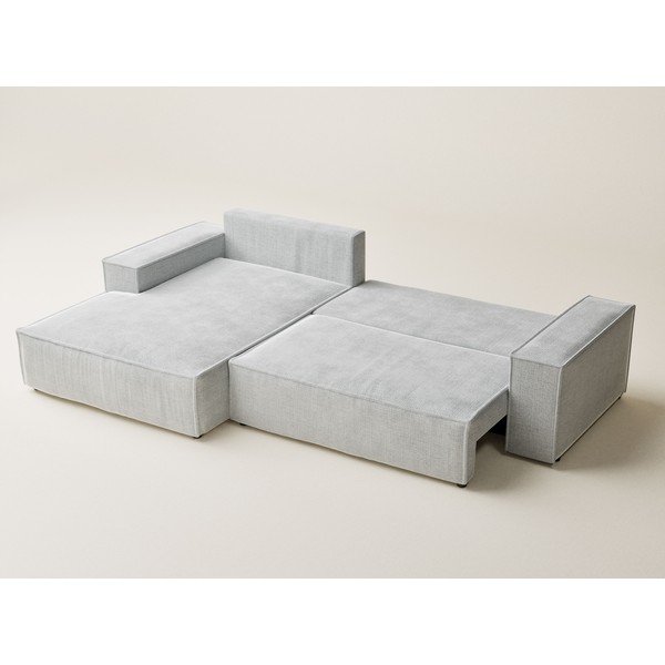 Divano angolare grigio chiaro allungabile/con contenitore (con penisola a sinistra/con chaise lounge) con rivestimento in ciniglia Maze – Maison de Rêve-image-3