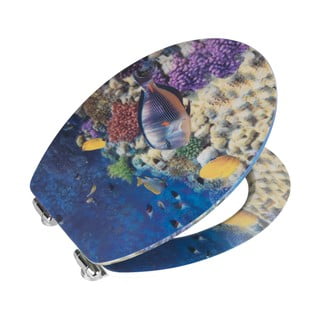 Sedile per wc con immagine 3D e chiusura facilitata Bellevue, 44,5 x 38 cm Fish - Wenko