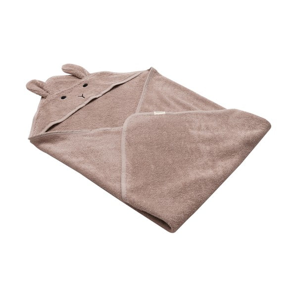 Asciugamano in cotone rosa-marrone con cappuccio 75x75 cm Rabbit - Kindsgut