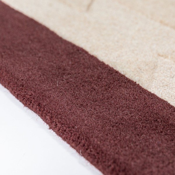Passatoia burgundy/di colore naturale in lana tessuta a mano 60x230 cm Apex Border Wool – Flair Rugs-image-3