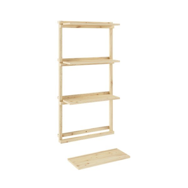 Libreria da parete di colore naturale in pino massiccio 66x127 cm Groove – Karup Design-image-4