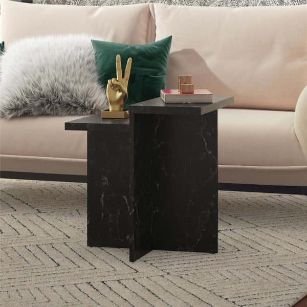 Tavolino nero in marmo 56x56 cm Brielle - CosmoLiving by Cosmopolitan-image-1