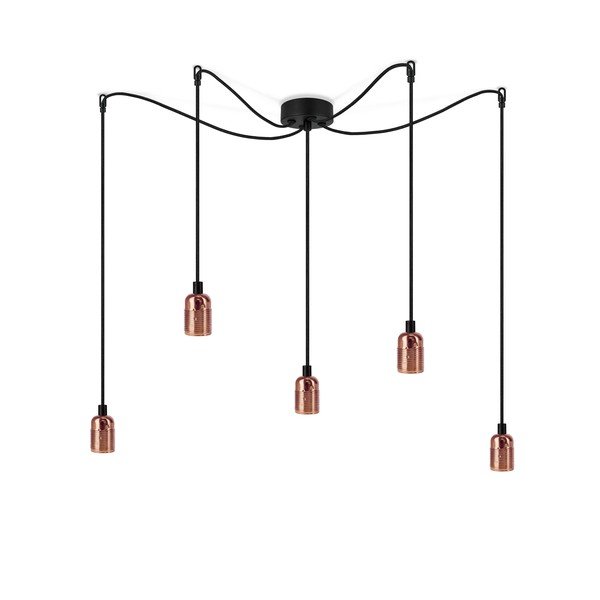 Lampada a sospensione nero/arancio con paralume in metallo ø 4 cm Uno - Sotto Luce