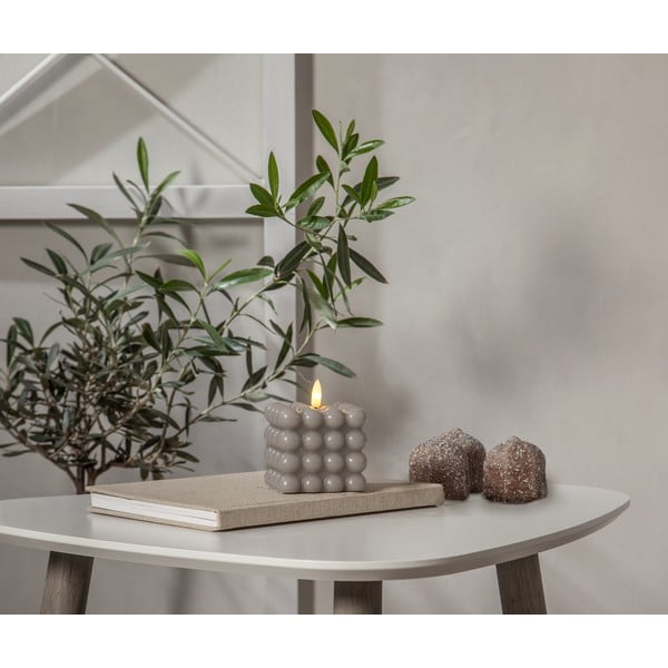 Candela LED in cera grigia, altezza 9,5 cm Flamme Dot - Star Trading-image-3