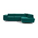 Divano angolare verde allungabile/con contenitore (con penisola a destra/a L) e rivestimento in velluto Anton – ELTAP