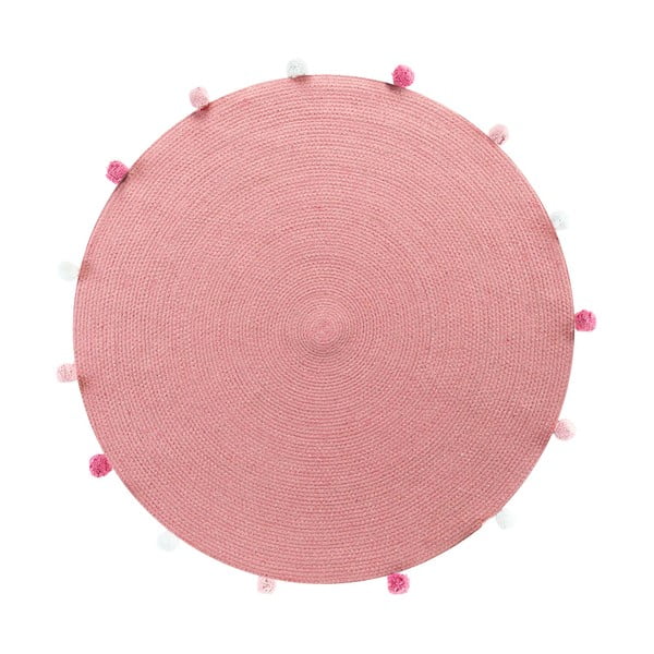 Tappeto rotondo rosa ø 90 cm Pompomparty - douceur d'intérieur