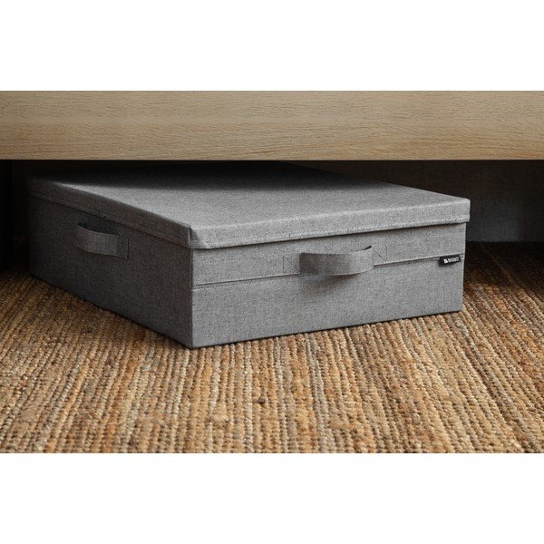 Scatola con coperchio grigia in tessuto 46x56x16 cm Soft Storage Low – Bigso-image-1