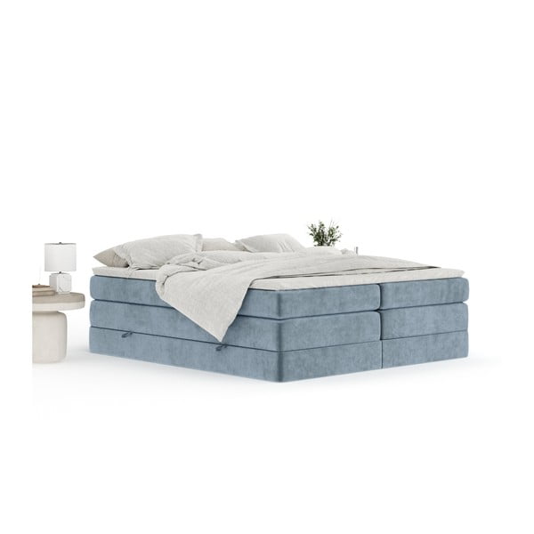 Letto boxspring blu con contenitore/senza testiera 140x200 cm Juniper – Maison de Rêve-image-2