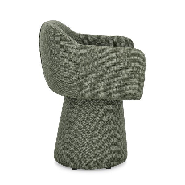 Sedia da pranzo verde imbottito con braccioli/girevole Lottie – Bizzotto-image-4
