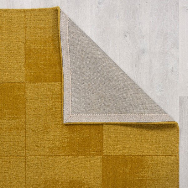 Tappeto in lana giallo ocra tessuto a mano 120x170 cm Demi Check Ombre - Flair Rugs-image-2
