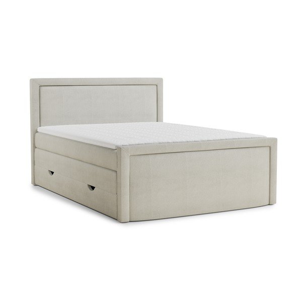 Letto boxspring color crema con contenitore 200x200 cm Fresco – Maison de Rêve
