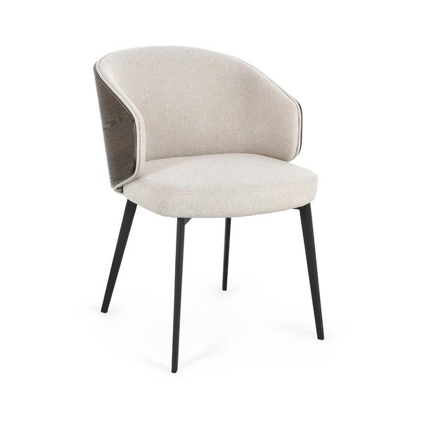 Sedia da pranzo beige imbottito con braccioli Kinsley – Bizzotto