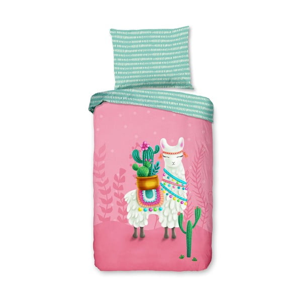 Set copripiumino e federa da bambini rosa/turchese in cotone per letto singolo 140x200 cm Lalama – Good Morning