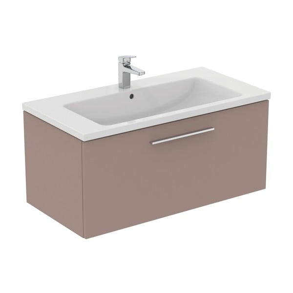 Mobile per lavabo grigio e beige a sospensione 100x44 cm i.Life B - Ideal Standard-image-4