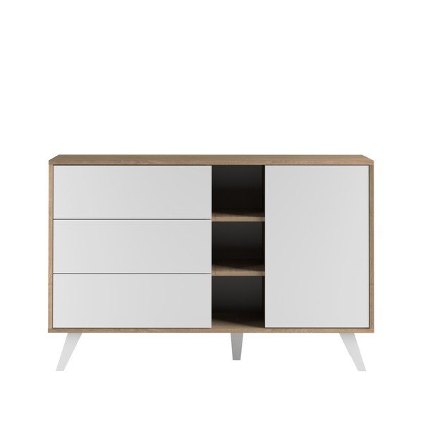 Cassettiera bianca con corpo marrone chiaro Prism - TemaHome