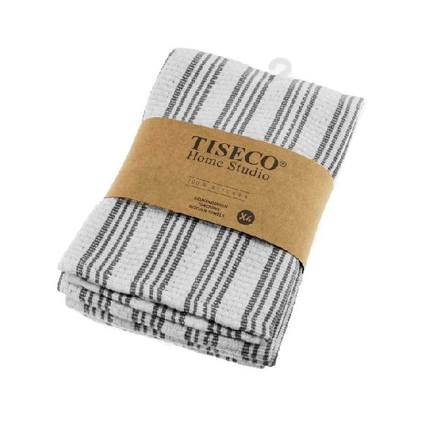 Set di 4 strofinacci in cotone grigio, 50 x 70 cm - Tiseco Home Studio