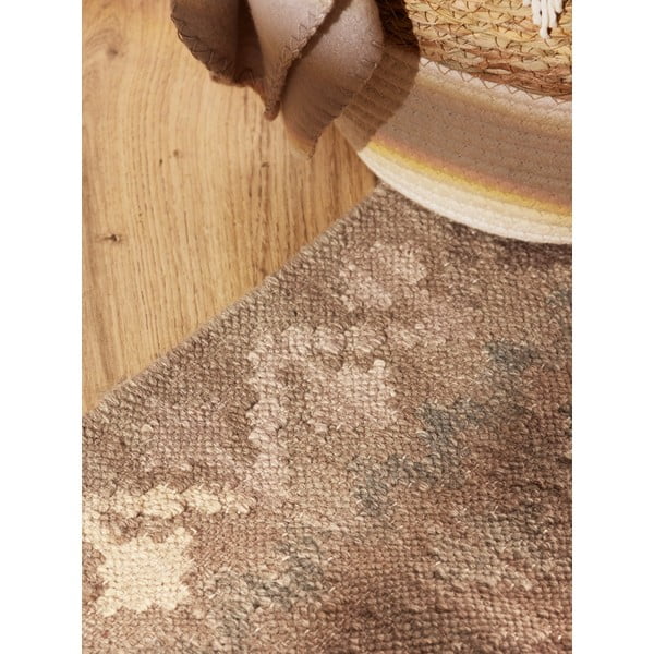 Passatoia azzurra/beige in lana reversibile/tessuta a mano 60x190 cm Kamal Dune – Nouristan-image-4