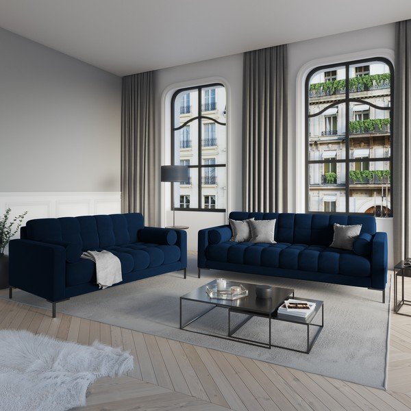 Divano in velluto blu scuro Bali - Cosmopolitan Design-image-1