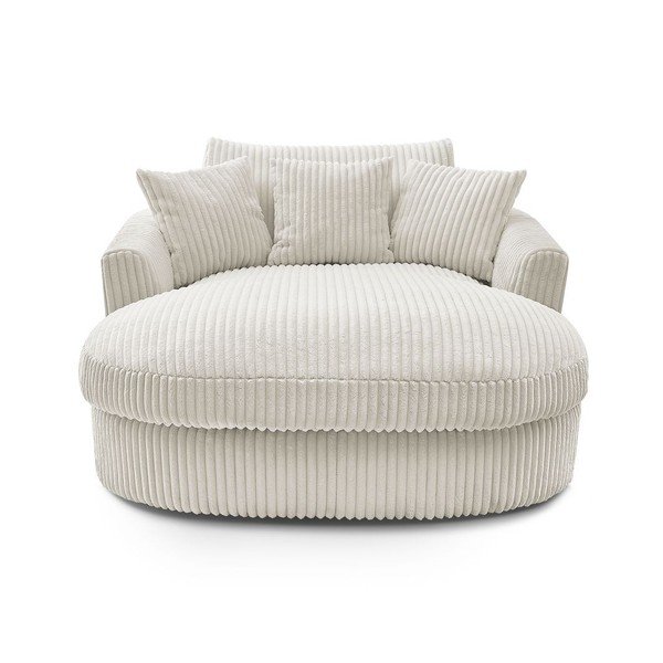 Poltrona beige con rivestimento in velluto a coste Belem – Bobochic Paris-image-3