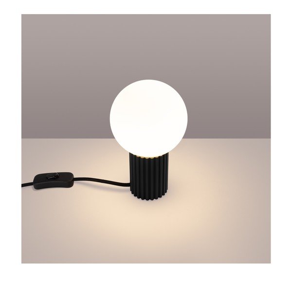 Lampada da tavolo nera con paralume in vetro (altezza totale 19 cm) Orbital – Sollux-image-1