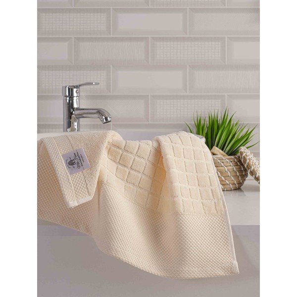 Set di asciugamani per viso e corpo tipo terry bianchi in cotone 2 pz Square – Mila Home-image-2