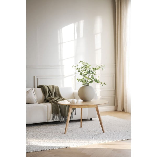 Tavolino rotondo in rovere decorato in colore naturale 90x90 cm Yumi - Rowico-image-2