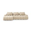 Divano angolare beige allungabile/con contenitore (con penisola a sinistra/con chaise lounge) con rivestimento in velluto Linz – Cosmopolitan Design