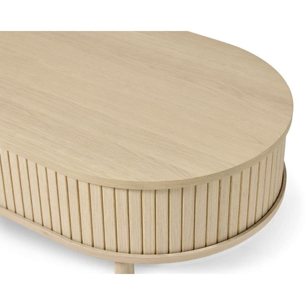 Tavolino da salotto di colore naturale effetto rovere 60x120 cm Meta – Unique Furniture-image-3