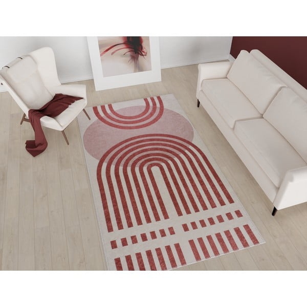 Tappeto lavabile rosso/bianco 120x180 cm - Vitaus-image-1