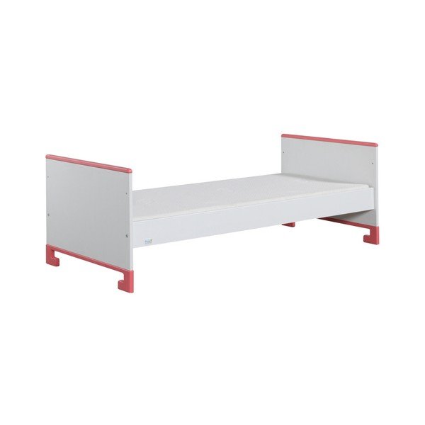 Letto per bambini bianco in legno di pino massiccio con dettagli rosa ToTo, 160 x 70 cm - Pinio