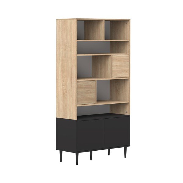 Libreria nera in rovere 90x180 cm Horizon - TemaHome-image-2