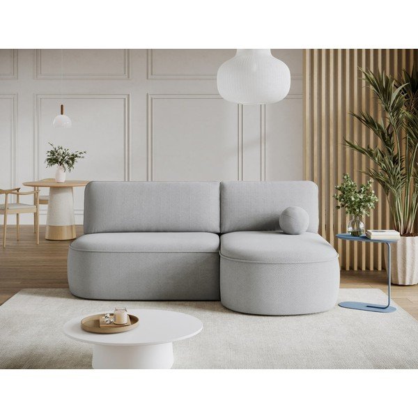 Divano angolare grigio allungabile/con contenitore (con penisola a destra/con chaise lounge) con rivestimento in ciniglia Livosa – ELTAP-image-1