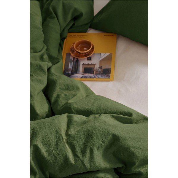 Set copripiumino e federa verde in misto lino per letto singolo 150x200 cm Elly – Ellos Home-image-2