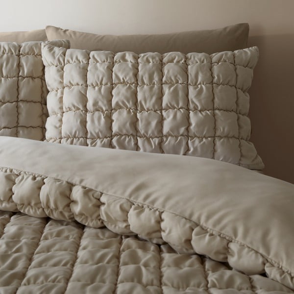 Biancheria da letto beige per letto matrimoniale 200x200 cm Puffer - Catherine Lansfield-image-1