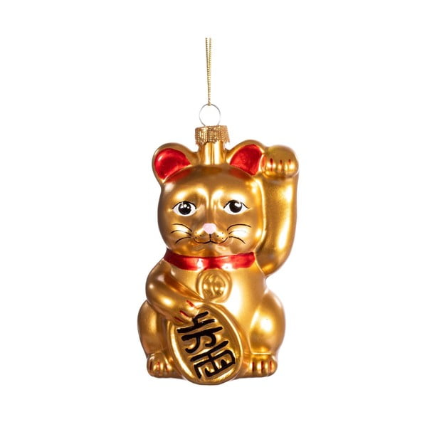 Decorazione per albero di natale in vetro fatta a mano 11 cm Lucky Cat – Sass & Belle