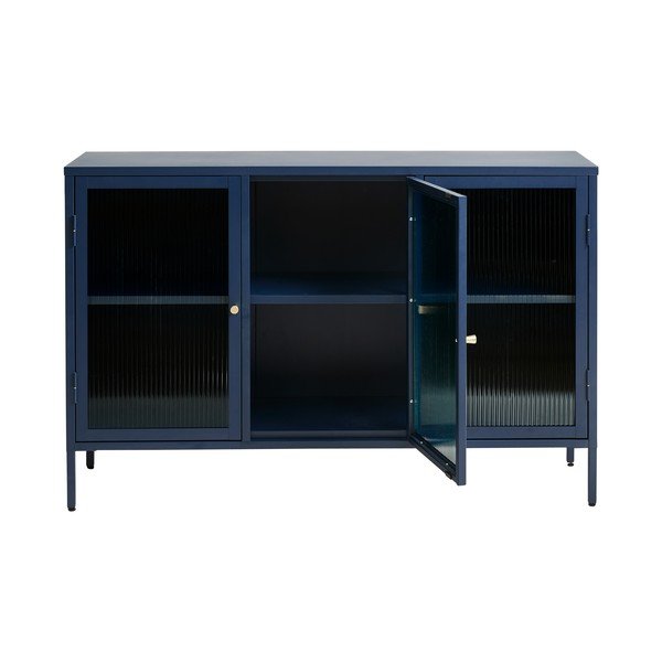 Vetrina in metallo blu Bronco, altezza 85 cm - Unique Furniture-image-2