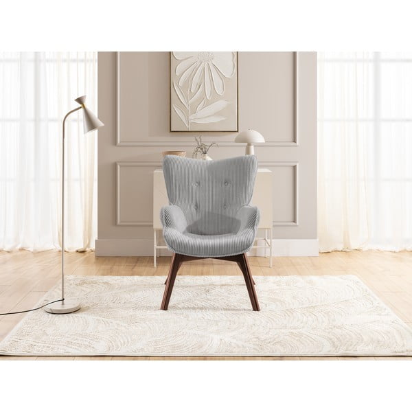 Poltrona grigia con rivestimento in velluto a coste Niko – Ropez-image-1