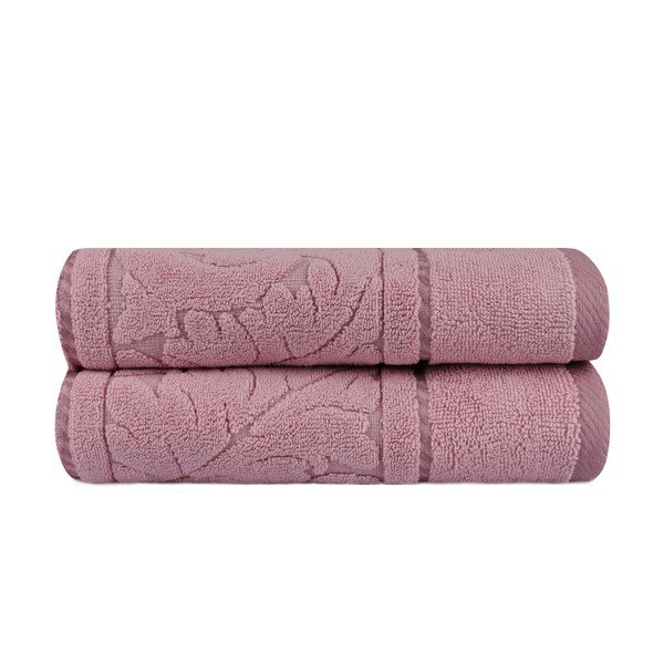 Set di 2 asciugamani in cotone rosa 90x50 cm Sultan - Mijolnir-image-3