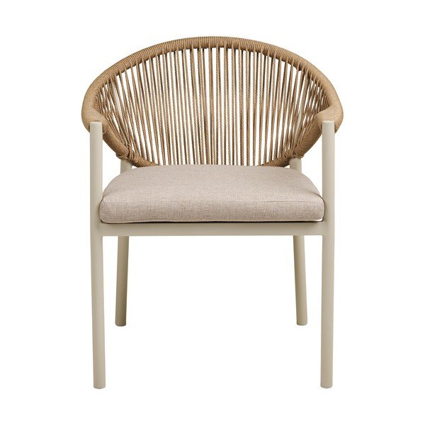 Sedia da esterno beige in metallo/in imbottito Abela – House Nordic-image-2