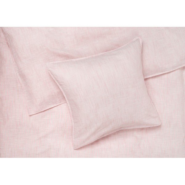 Lenzuolo singolo in cotone biologico bianco e rosa 140x220 cm Monochrome Lines - JUNA-image-1